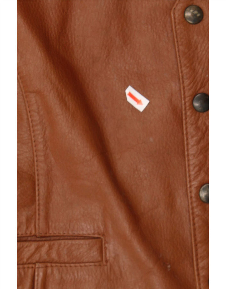 CASUCCI Mens Leather Waistcoat IT 44 XS Brown Vintage Casucci and Second-Hand Casucci from Messina Hembry 