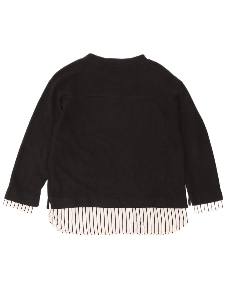 Zara Femme Haut Graphique Oversize Manches Longues UK 10 Petit Gris Polyester