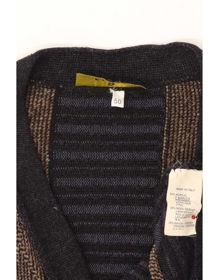Fiume Cardigan Homme Pull IT 50 Bleu Marine Moyen Argyle/Diamant Acrylique