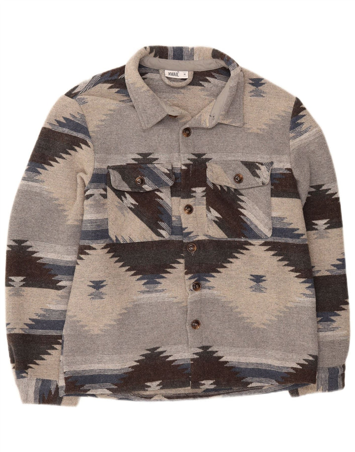 X-Mail Surchemise Homme Chemise Flanelle Gris Moyen Géométrique Polyester