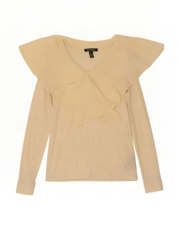 Ralph Lauren Chemisier à manches longues pour femme UK 8 Small Viscose blanc cassé