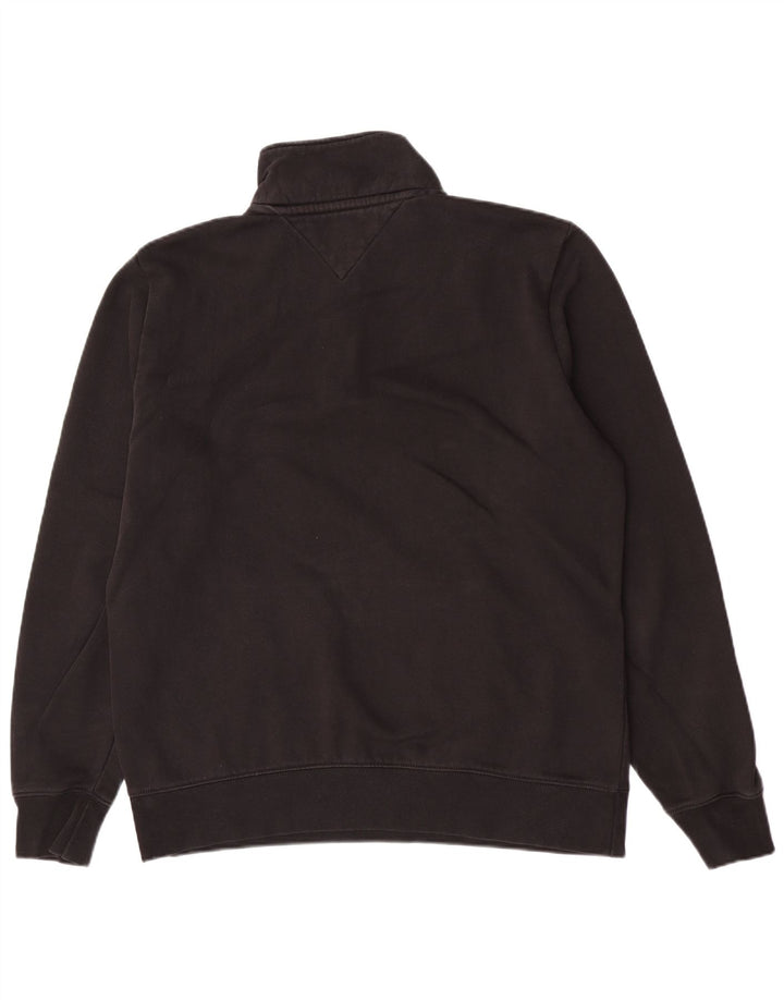 Tommy Hilfiger Sweat-shirt graphique à col zippé pour homme en coton noir moyen
