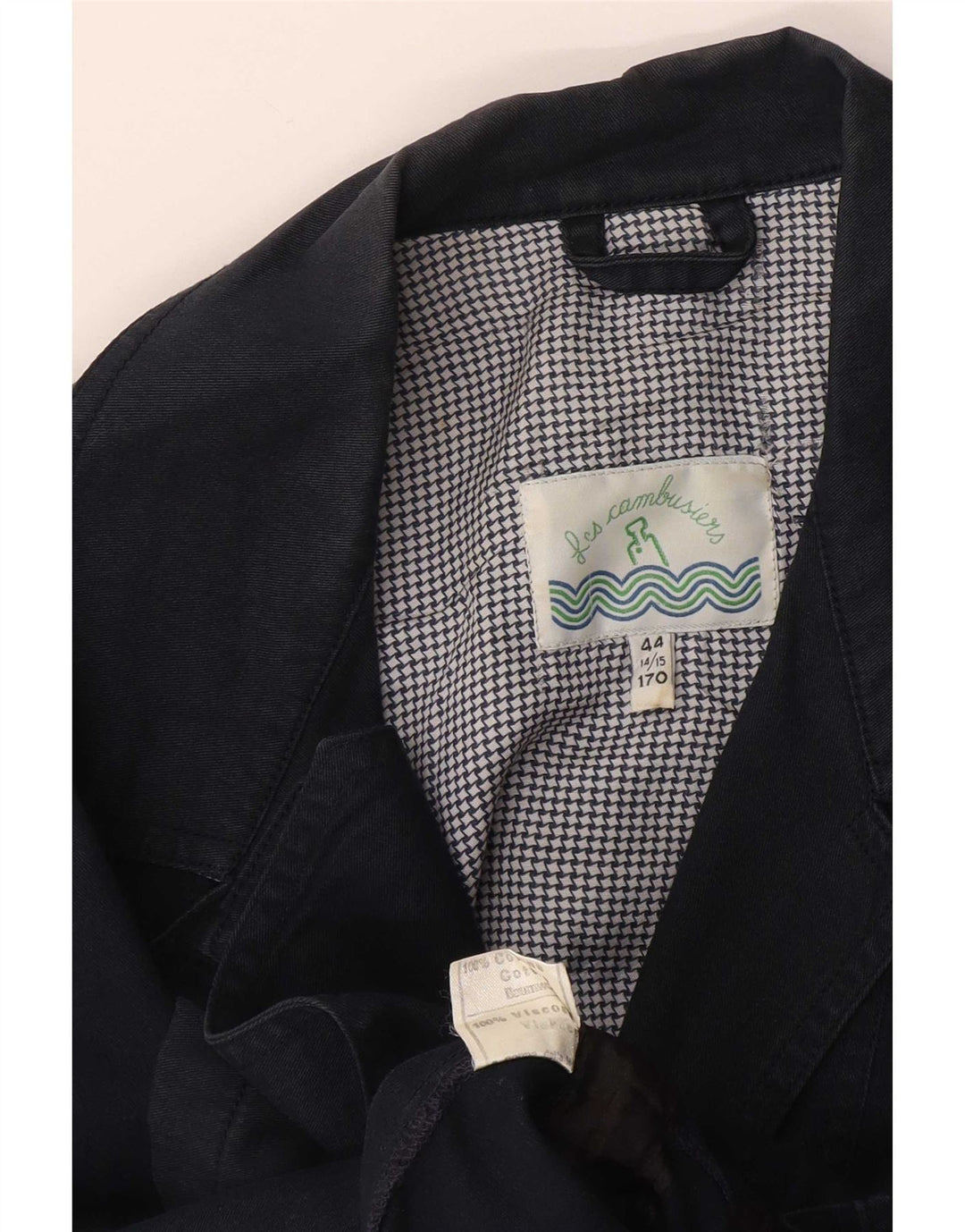 Manteau Coupe-Vent Vintage Garçons 14-15 Ans Coton Bleu Marine