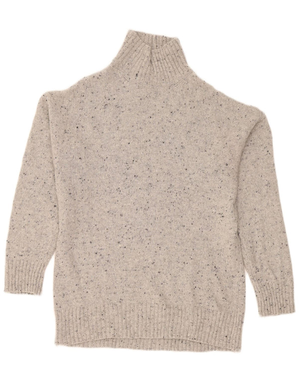 Zara Pull surdimensionné à col roulé pour femme UK 10 Petit gris moucheté