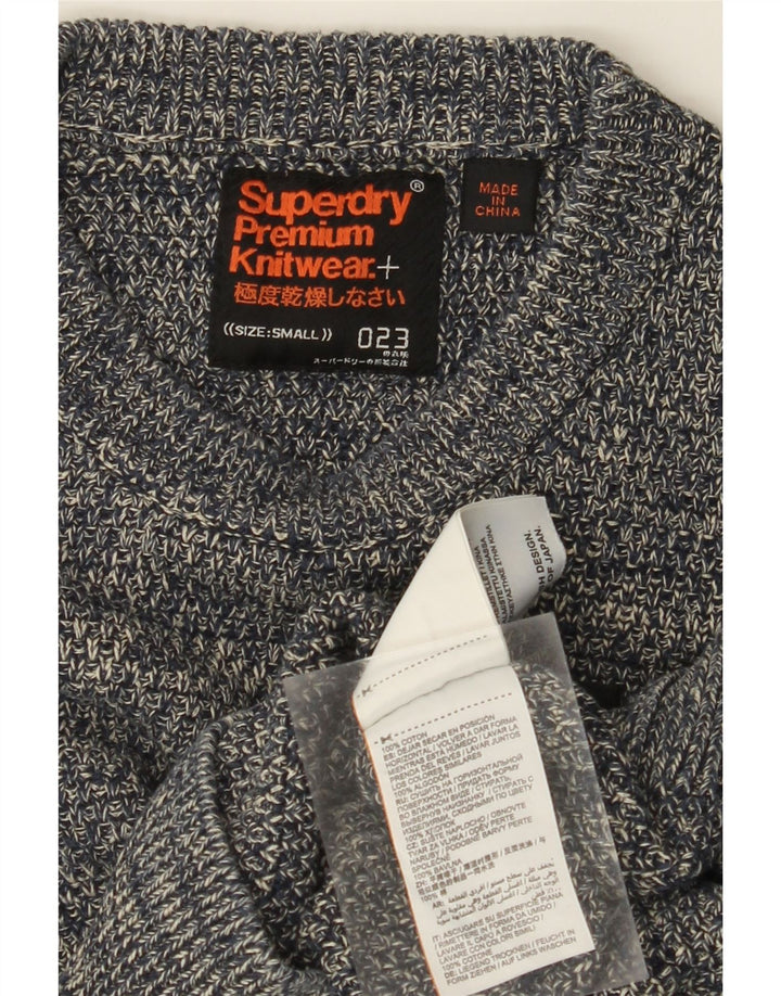 SUPERDRY Pull col rond homme petit coton moucheté bleu marine