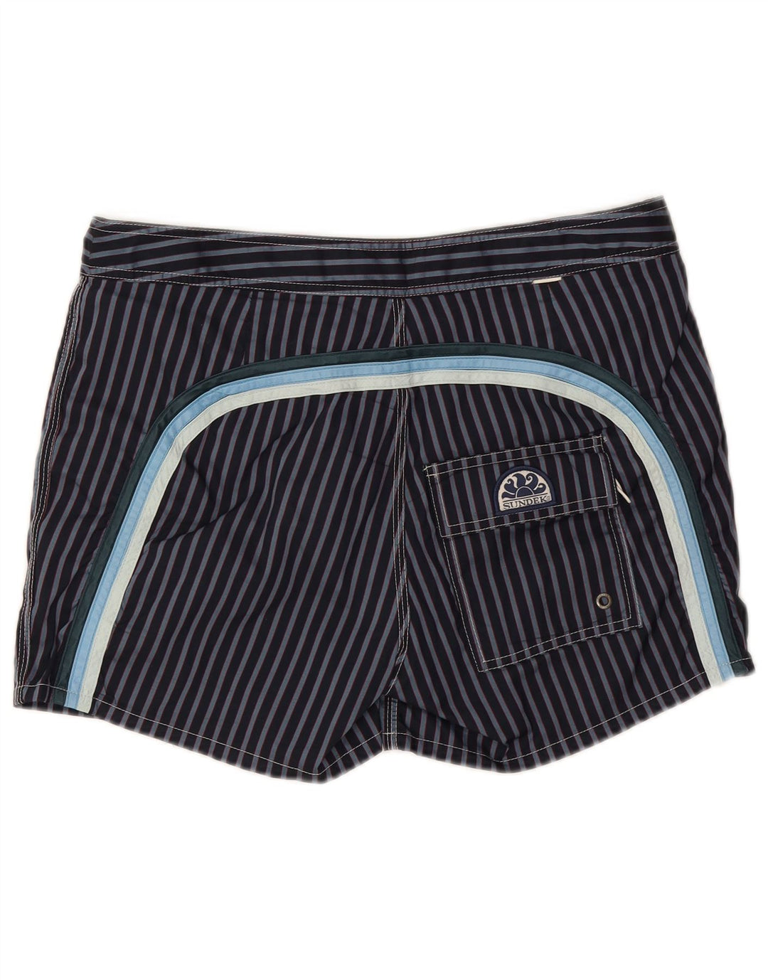 Sundek Short de bain homme en polyester rayé bleu marine moyen