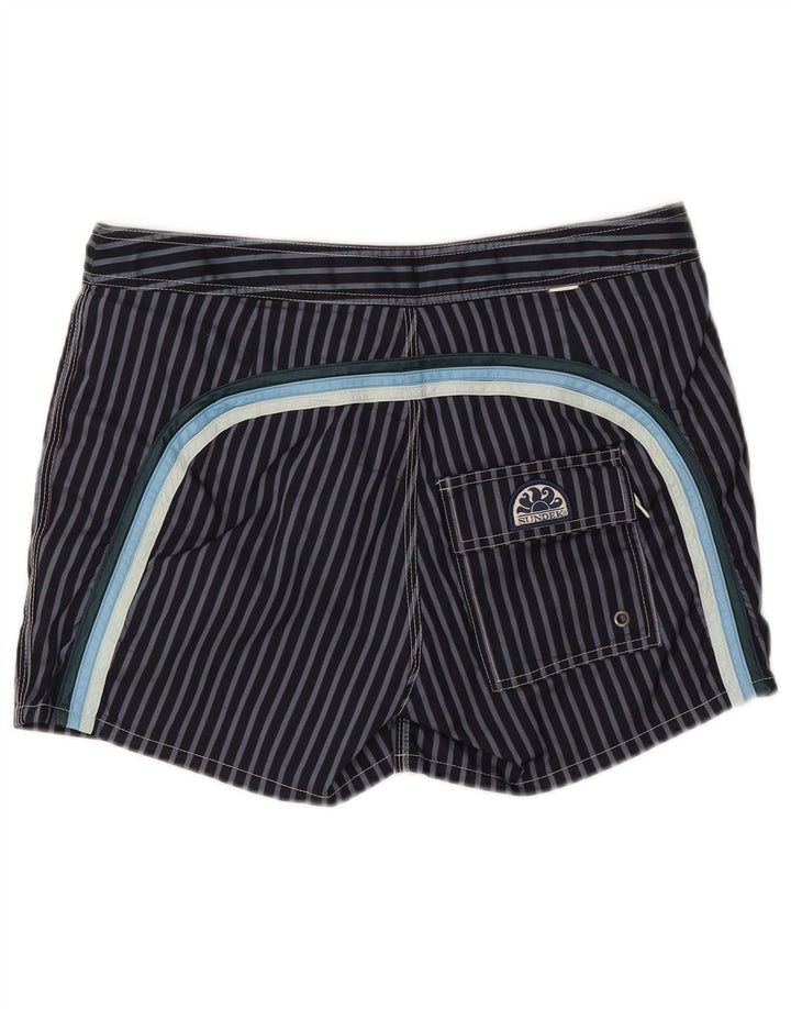 Sundek Short de bain homme en polyester rayé bleu marine moyen