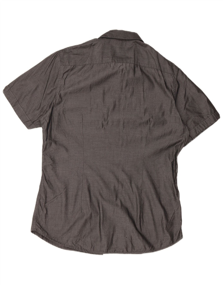 CALVIN KLEIN Chemise slim à manches courtes pour hommes, grand coton gris