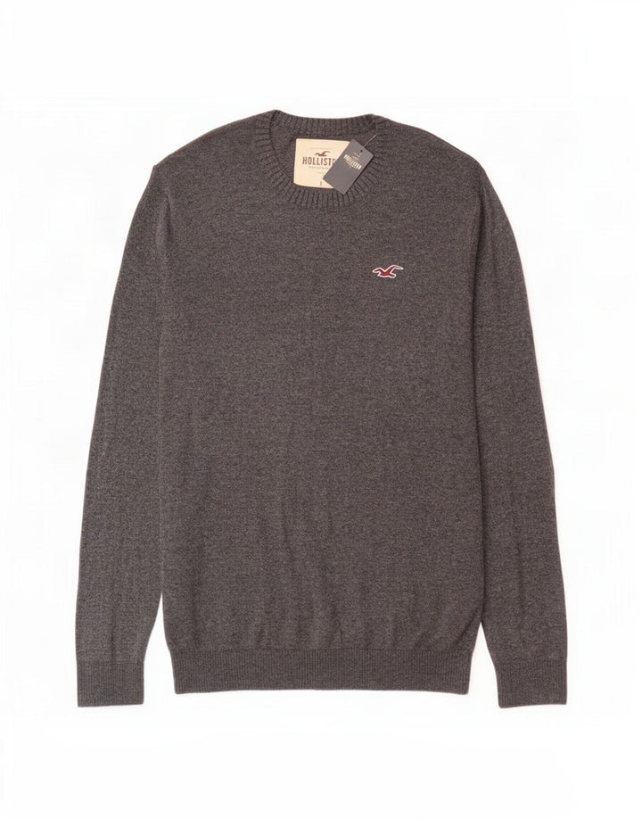 Hollister Pull ras du cou pour hommes, grand coton gris