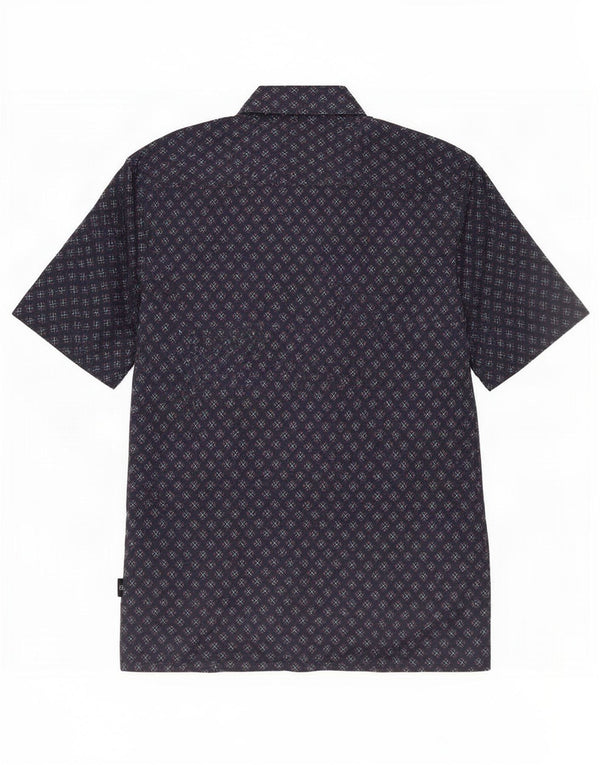 Ted Baker Chemise à manches courtes pour homme Taille 5 XL Bleu marine Coton géométrique