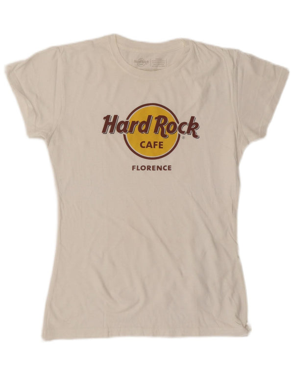 HARD ROCK CAFE T-shirt graphique Florence pour femme UK 12 Blanc moyen