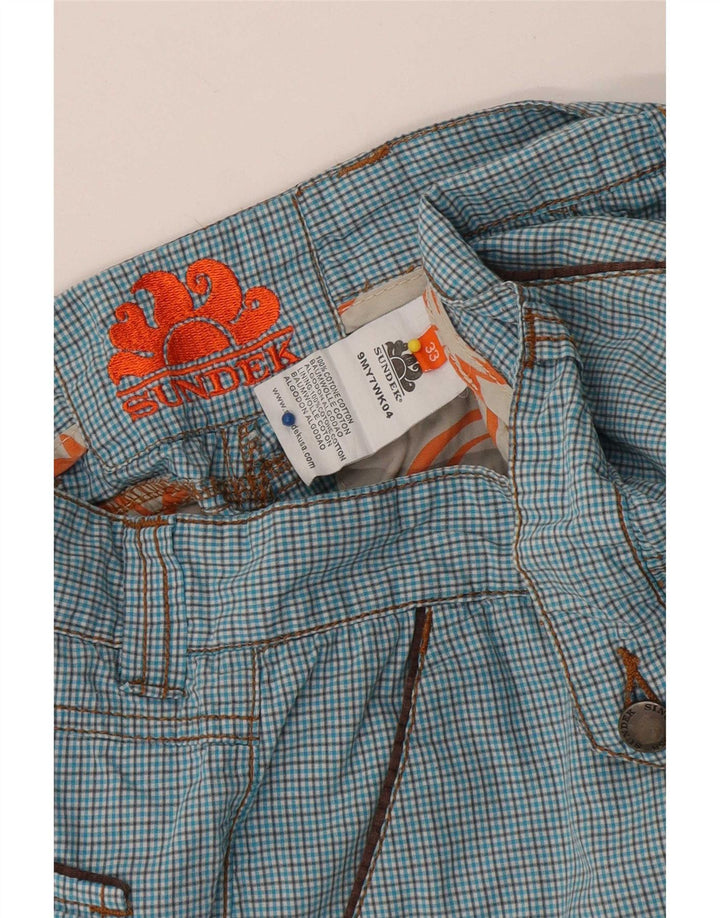 Sundek Short Chino Homme W33 Grand Bleu Carreaux Coton