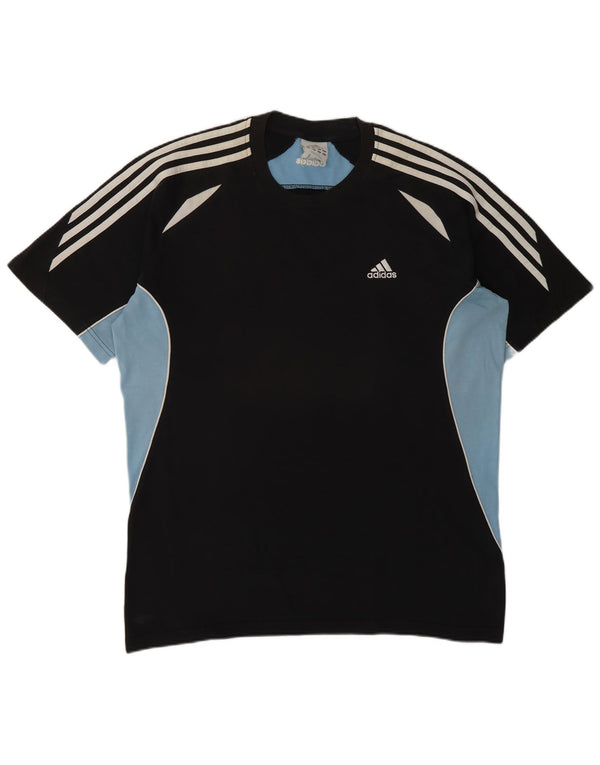 Adidas Mens T-Shirt Top UK 42/44 Large Black Colourblock Cotton