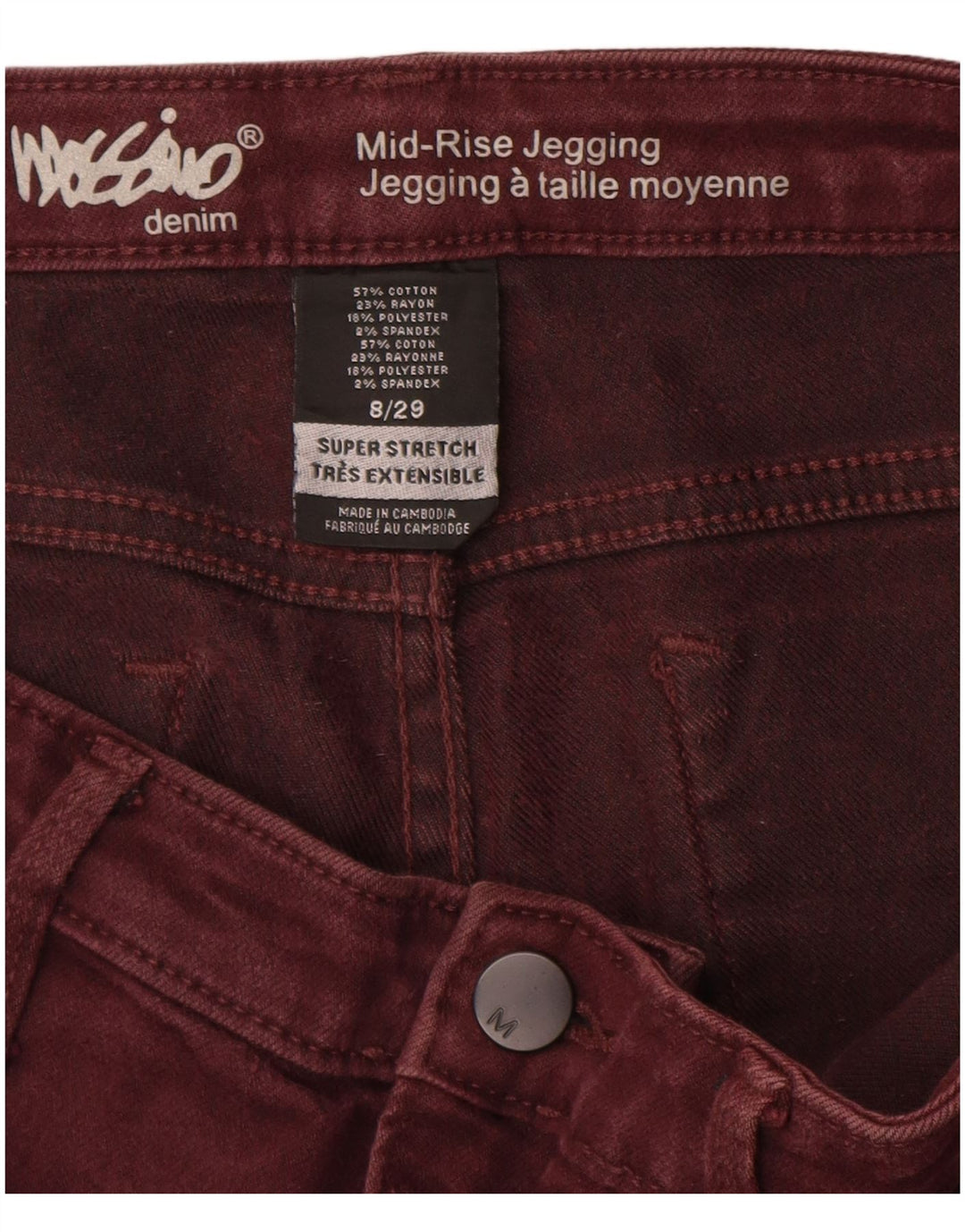 MOSSIMO Jean jegging taille moyenne pour femme US 8 Medium W29 L28 Coton marron