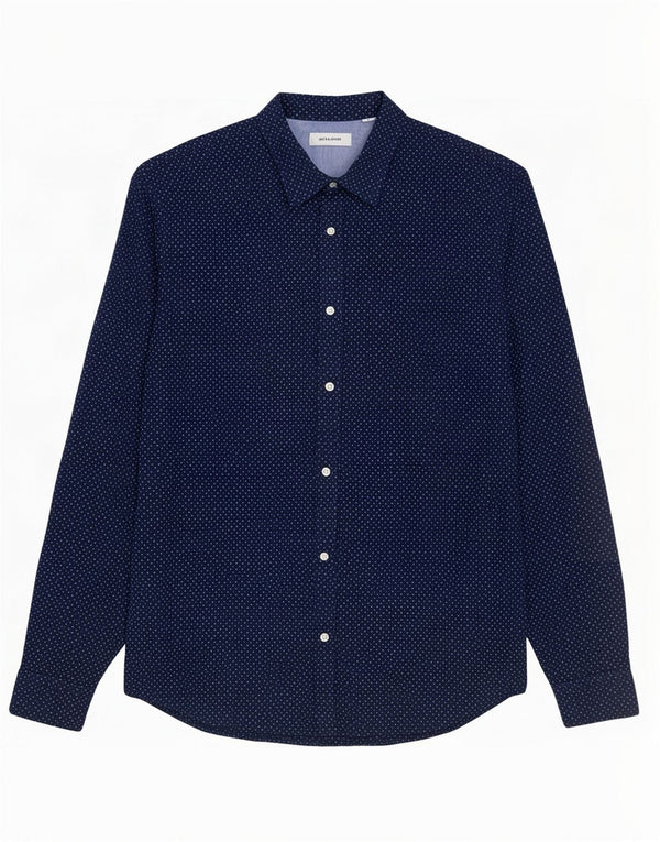 Jack & Jones Chemise Homme Bleu Marine Moyen à Pois Coton
