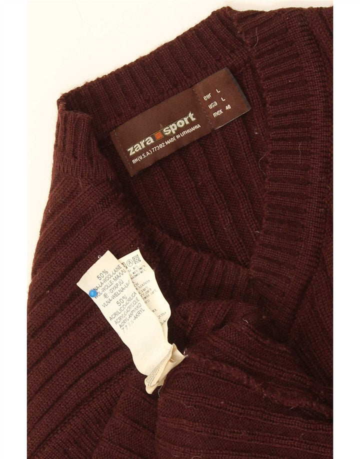 Zara Mens Vest Tank Top Large Marron Laine