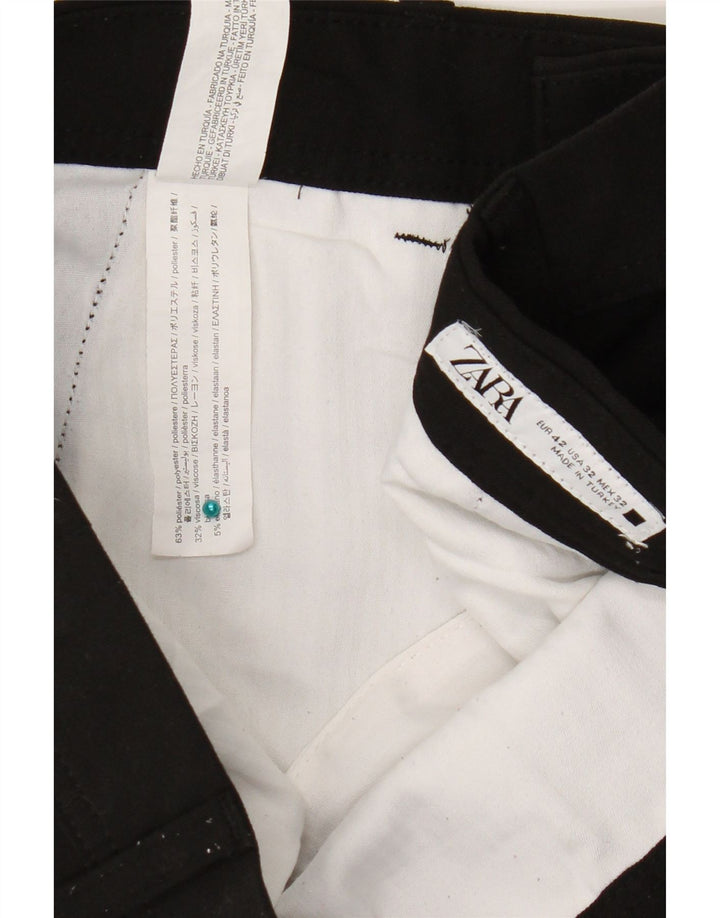 Zara Pantalon Chino Slim Homme EU 42 Large W32 L28 Noir Polyester