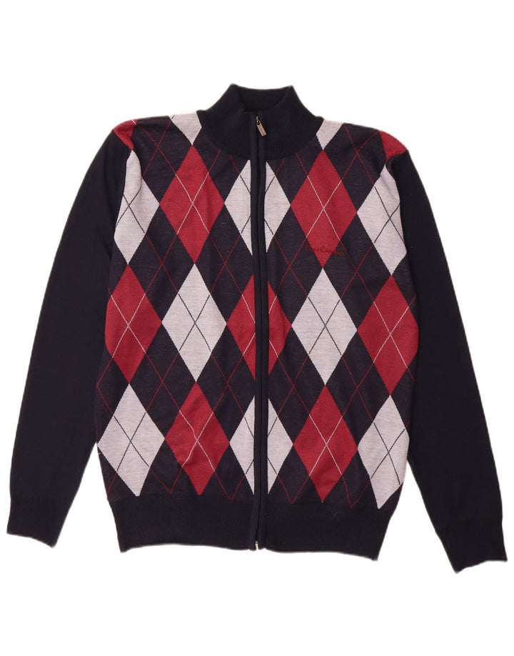 Pierre Cardin Pull Cardigan Homme Petit Bleu Marine Argyle/Diamant