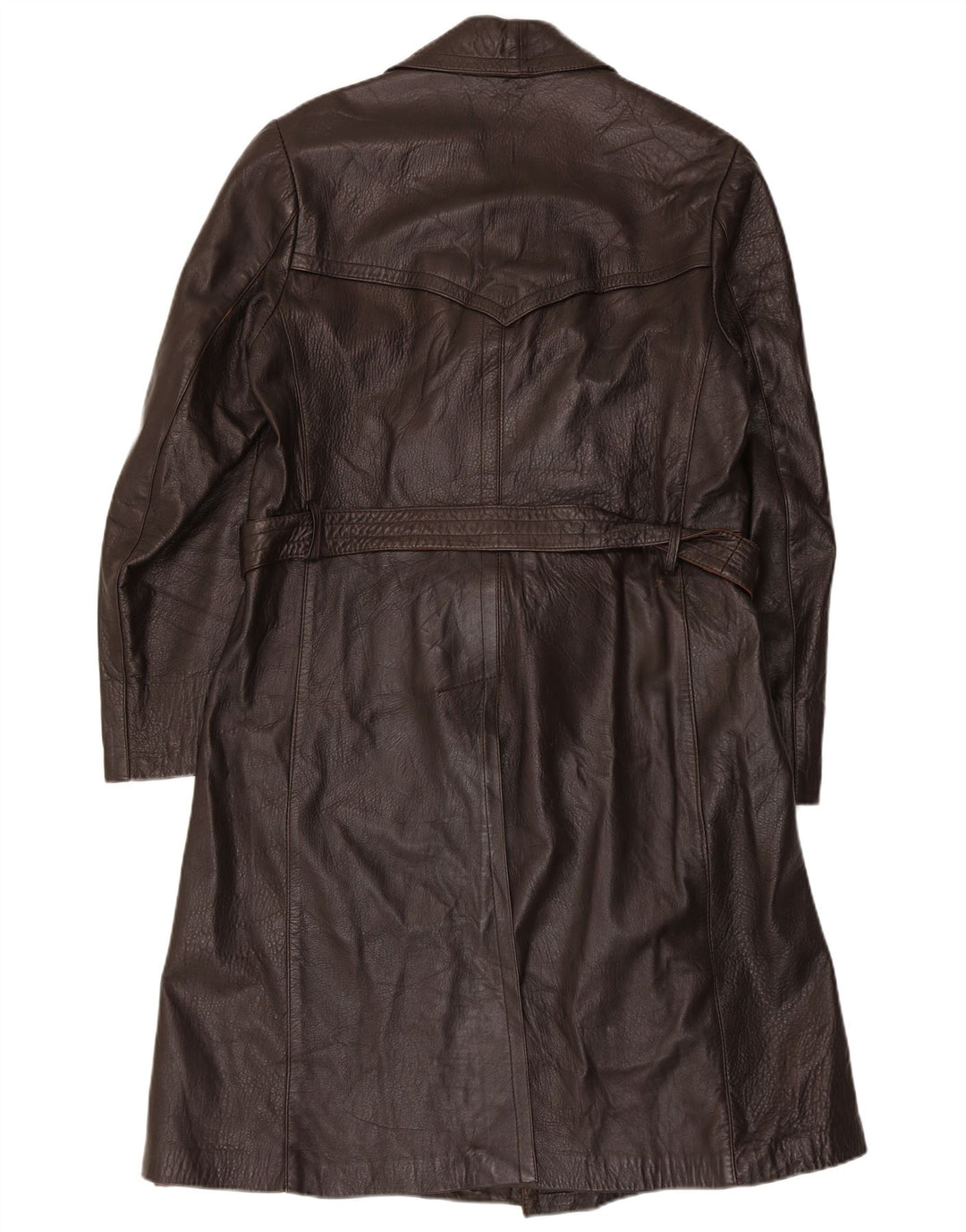 manteau en cuir double boutonnage vintage pour homme UK 36 Petit Marron