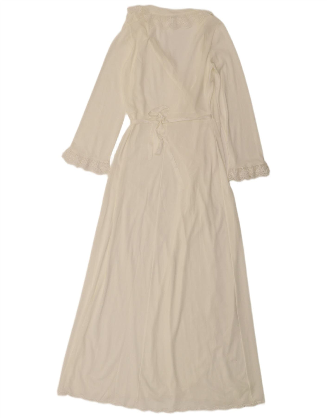 vintage Femmes Robe À Manches Longues Maxi Robe UK 10 Petit Blanc