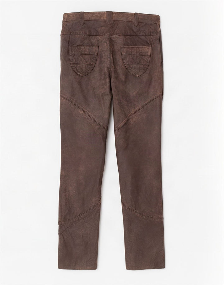 Alba Moda Pantalon slim en cuir pour femme EU 36 Small W26 L32 Marron