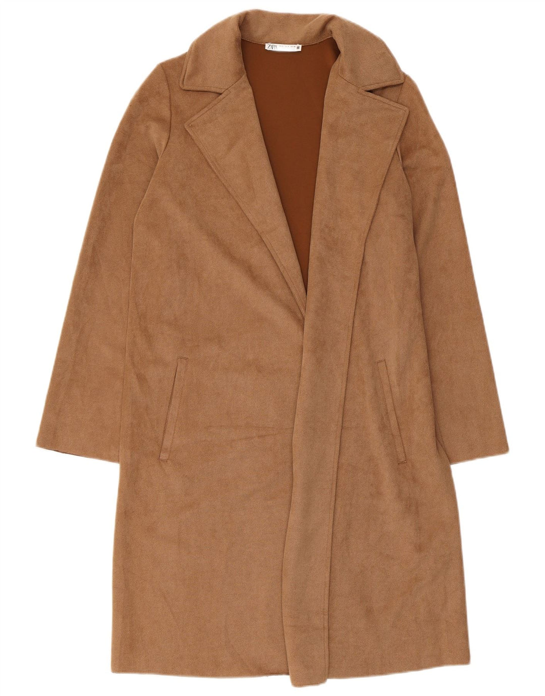 Zara Femme Pardessus UK 10 Petit Marron Polyester