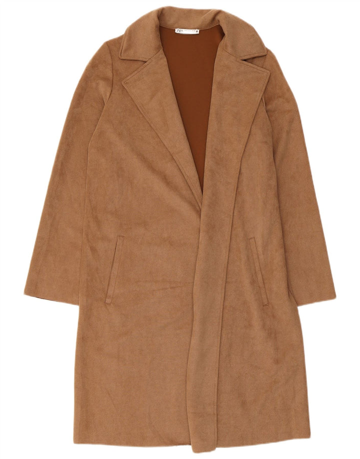 Zara Femme Pardessus UK 10 Petit Marron Polyester