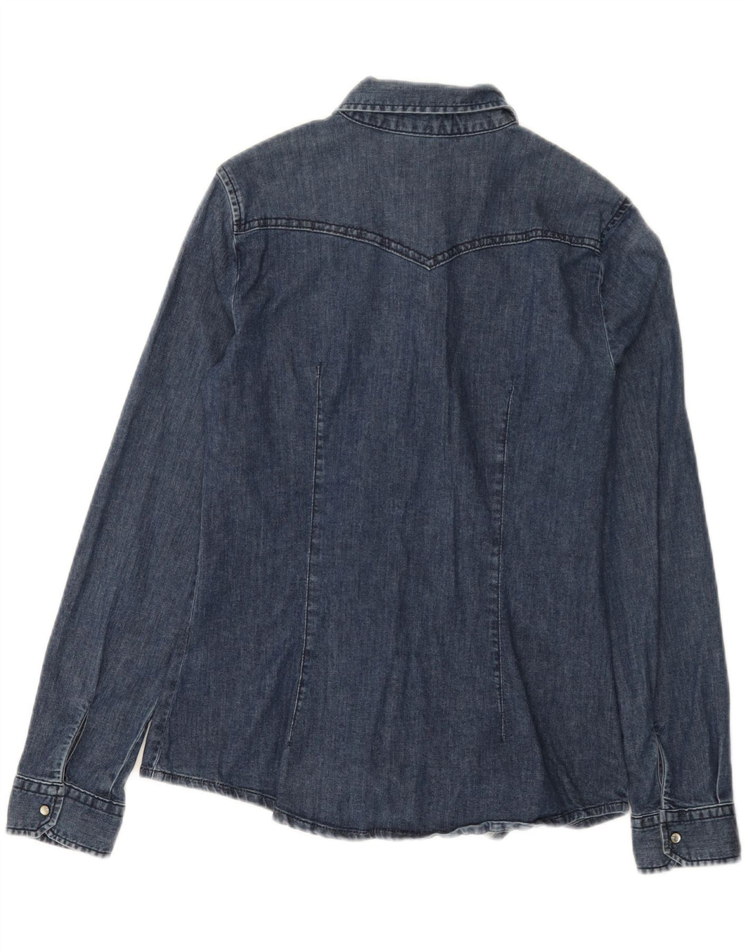 Sisley Chemise En Jean UK 10 Small Bleu Marine Femme