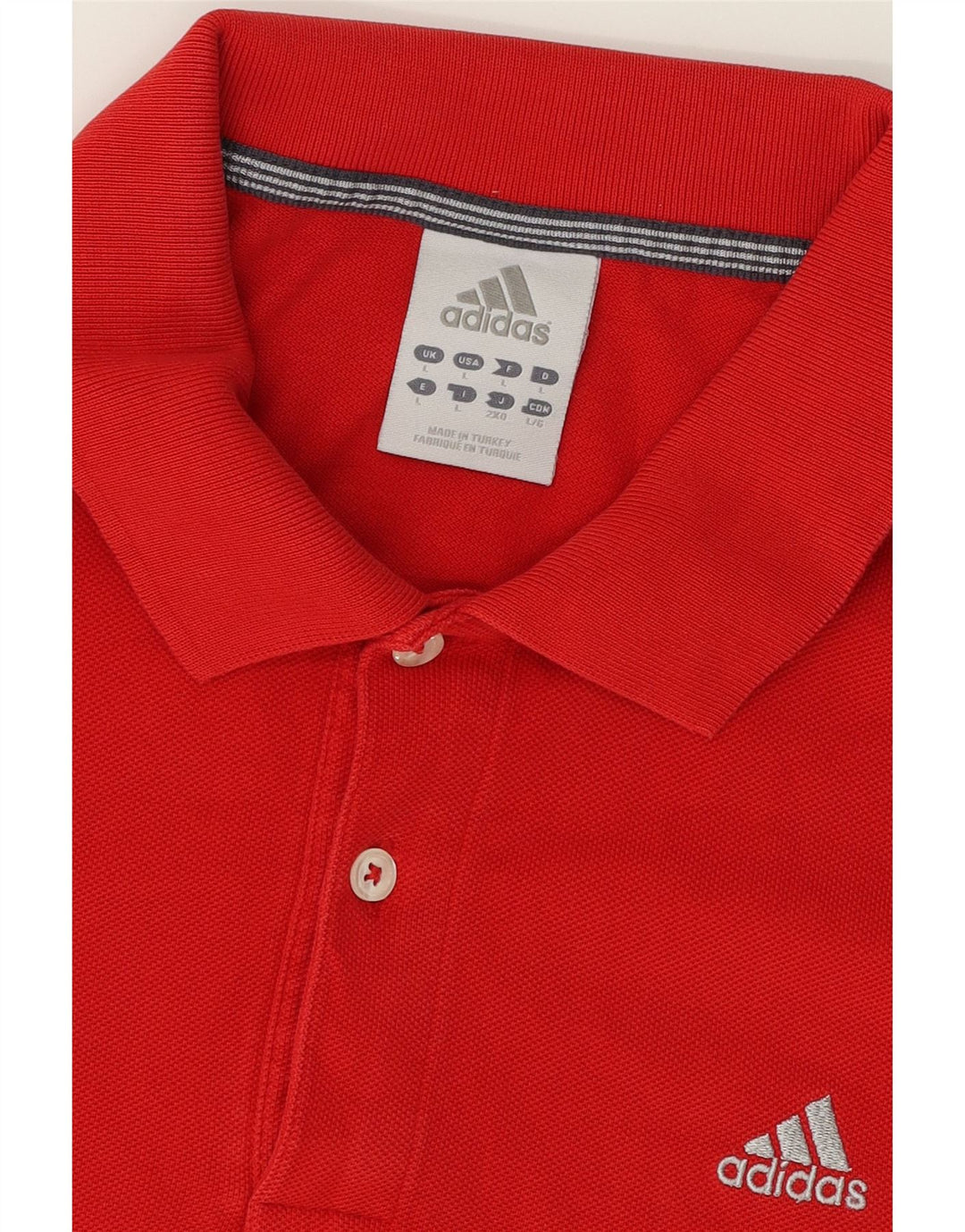 ADIDAS Mens Graphic Polo Shirt Large Red Cotton Vintage Adidas and Second-Hand Adidas from Messina Hembry 