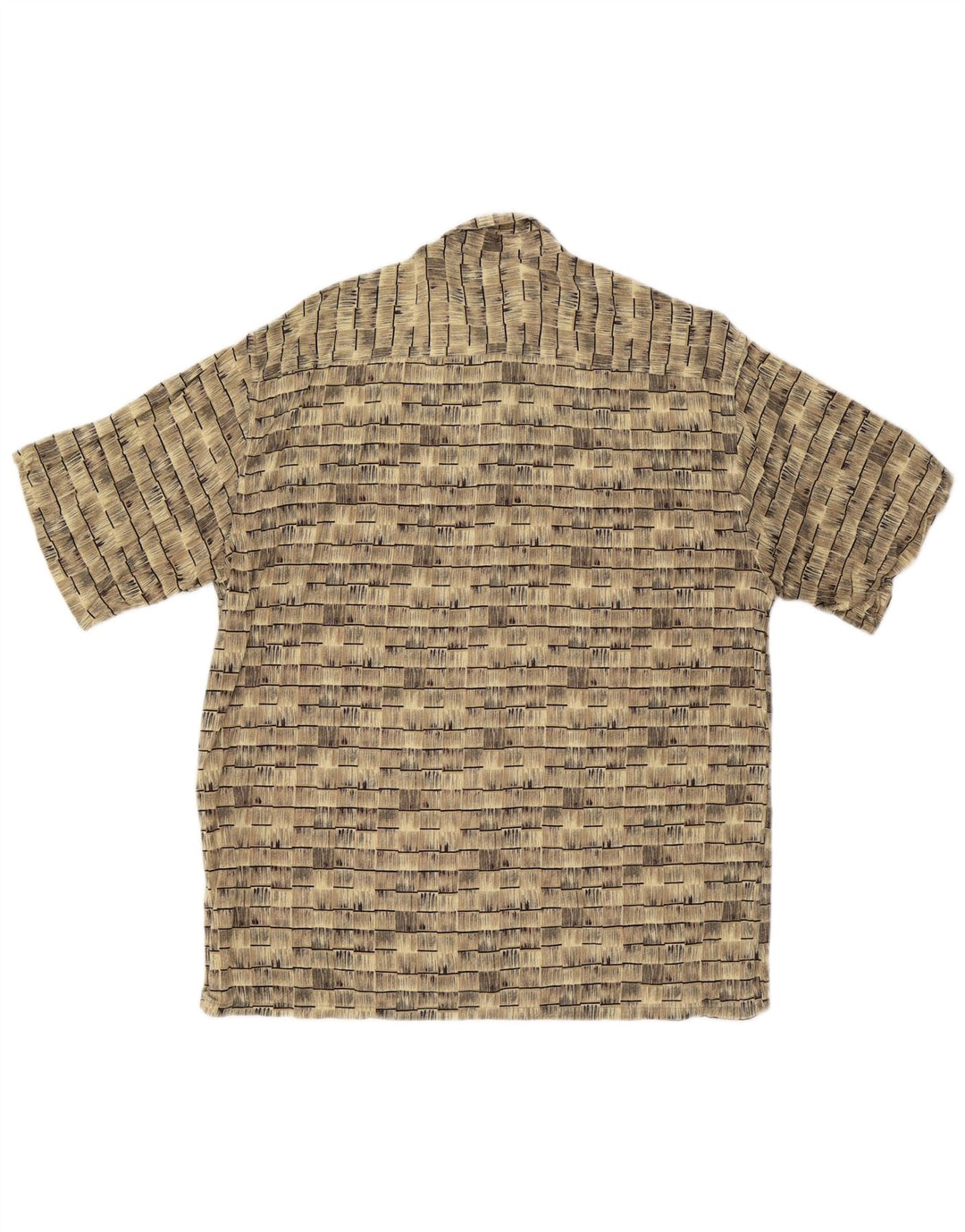 vintage Chemise à manches courtes pour hommes Grande rayonne rayée beige