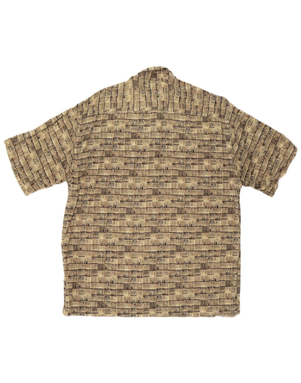 vintage Chemise à manches courtes pour hommes Grande rayonne rayée beige