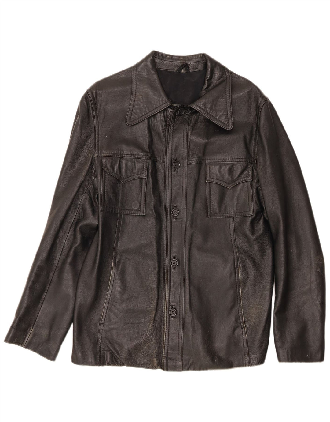 veste en cuir homme vintage UK 36 Petit Noir