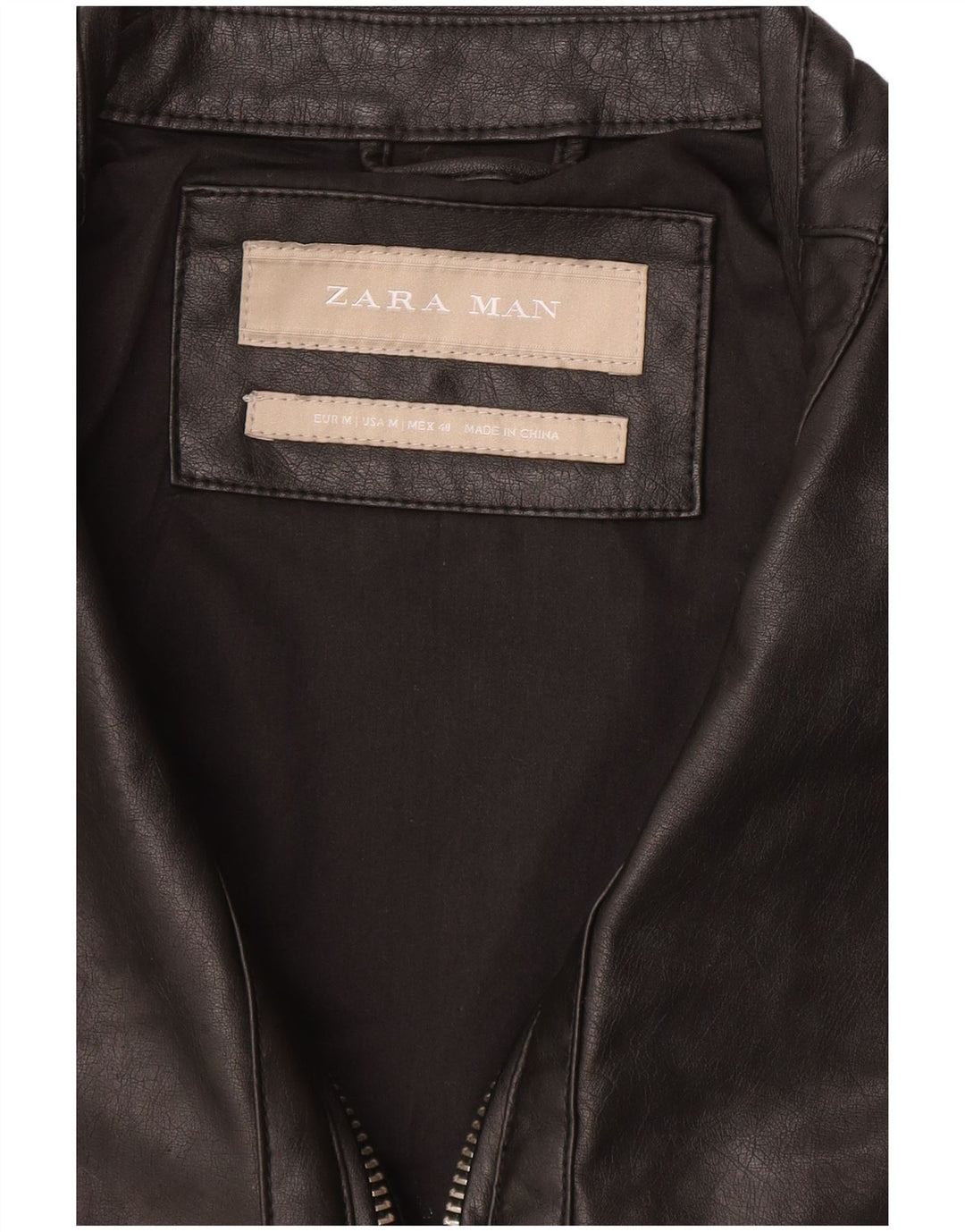 Zara Veste en cuir pour homme UK 38 Medium Noir