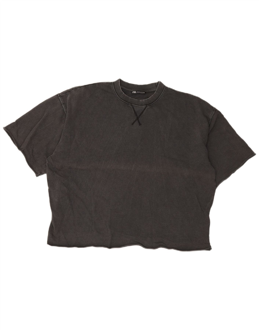Zara T-shirt surdimensionné pour femme UK 10 Petit coton gris