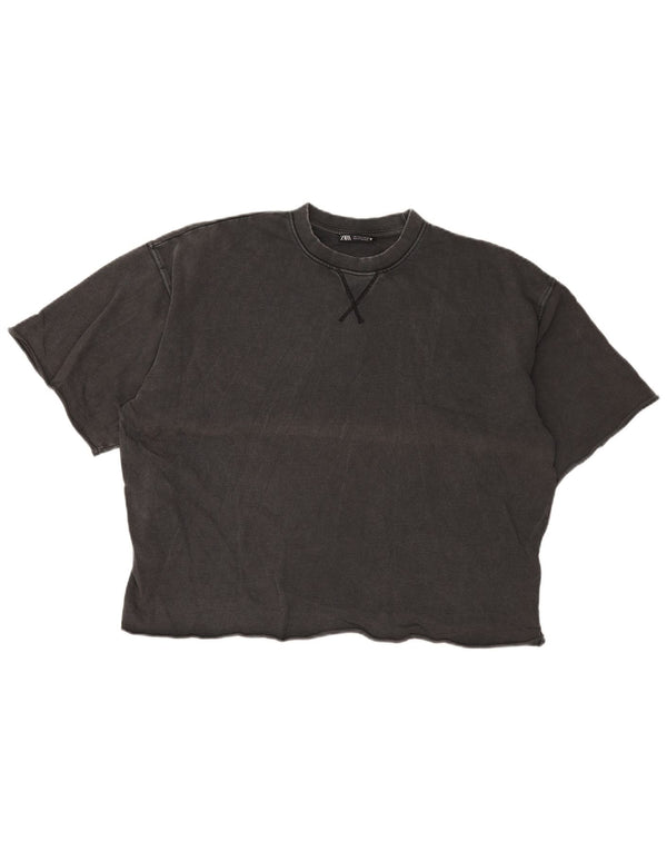 Zara T-shirt surdimensionné pour femme UK 10 Petit coton gris