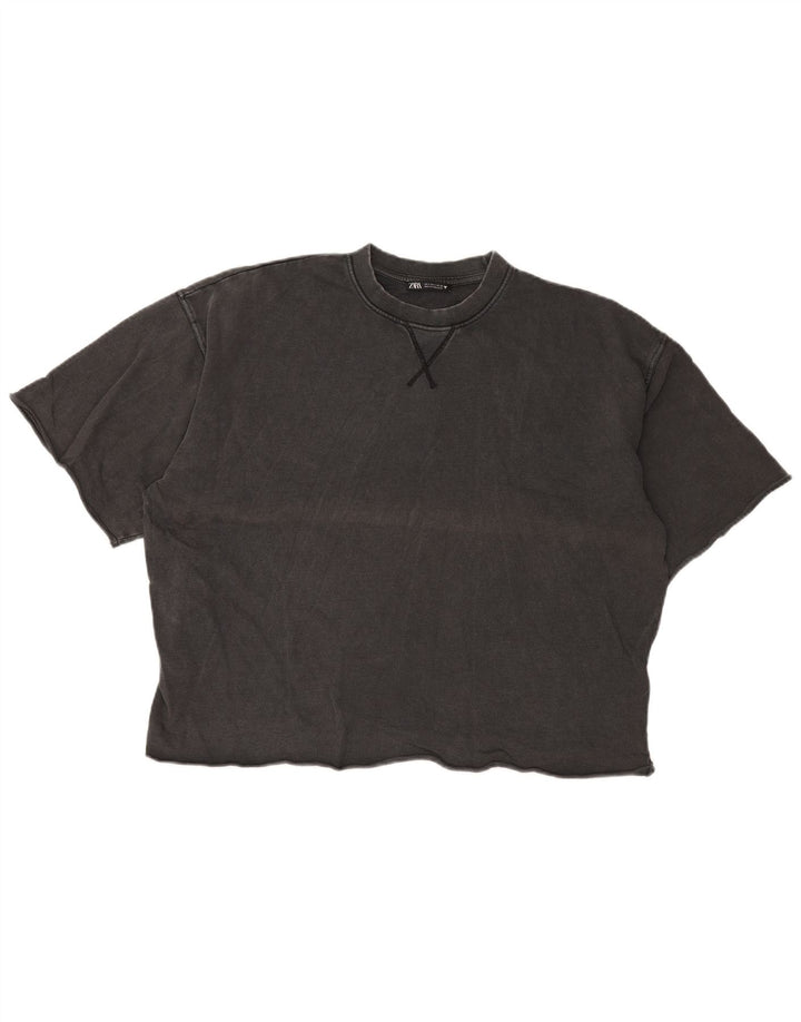 Zara T-shirt surdimensionné pour femme UK 10 Petit coton gris