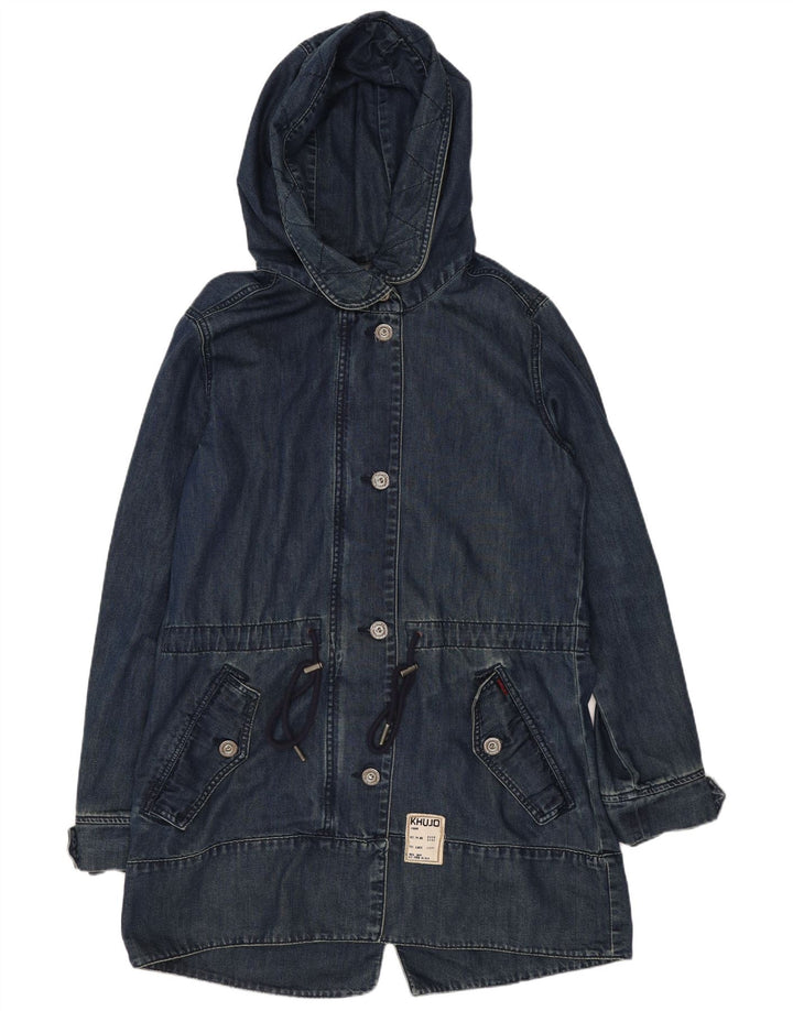 KHUJO Duffle-coat à capuche pour femme UK 44 en coton bleu marine moyen