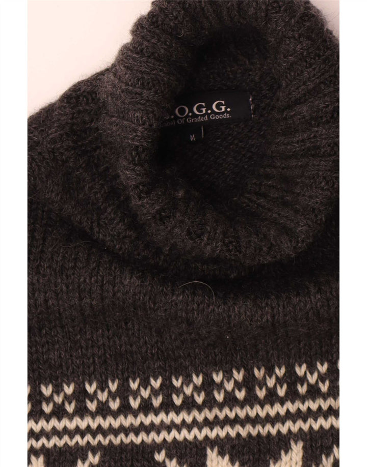 L.O.G.G Pull Col Roulé Homme Gris Moyen Laine Fair Isle