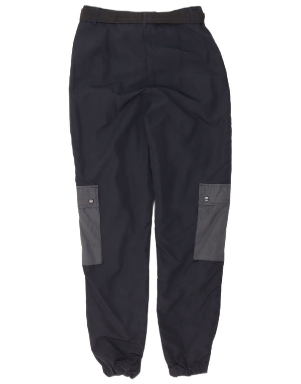 Ellesse Pantalon Cargo Joggers Femme UK 8 Petit Nylon Colorblock Noir