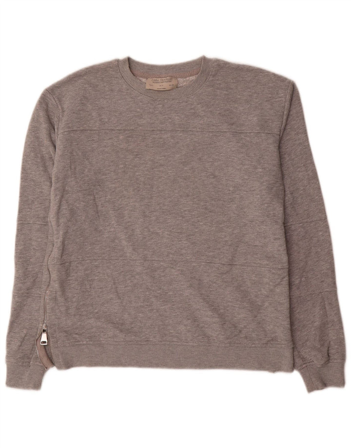Zara Womens Trafaluc Sweat-shirt surdimensionné UK 10 Petit Gris Moucheté