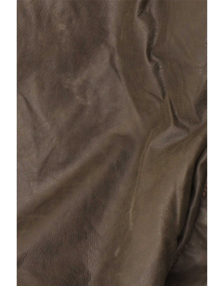 manteau en cuir homme vintage IT 50 Grand Kaki