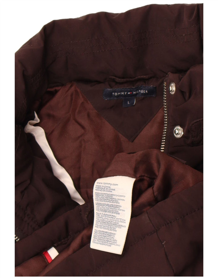 Tommy Hilfiger Gilet rembourré pour femme UK 14 Large Marron Polyester