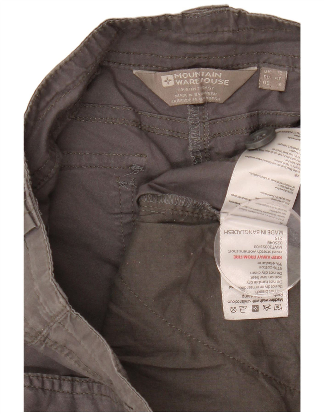 Mountain Warehouse Short chino pour femme UK 12 Medium W32 Gris Coton