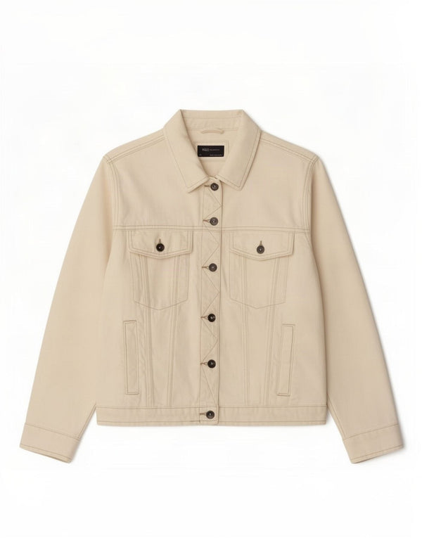 Marks & Spencer Veste en jean pour femme UK 24 4XL Coton blanc cassé