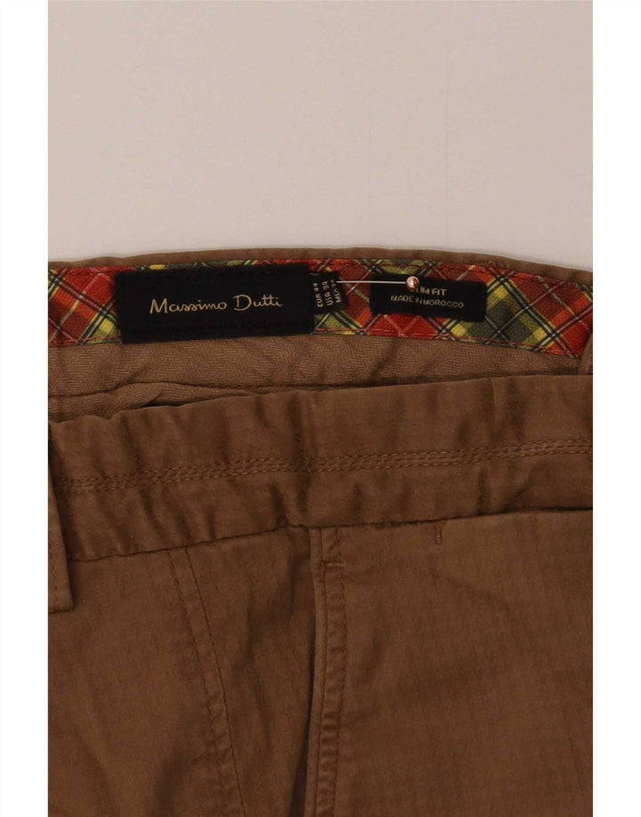 Massimo Dutti Pantalon chino cargo pour homme EU 44 Large W34 L33 Marron à carreaux