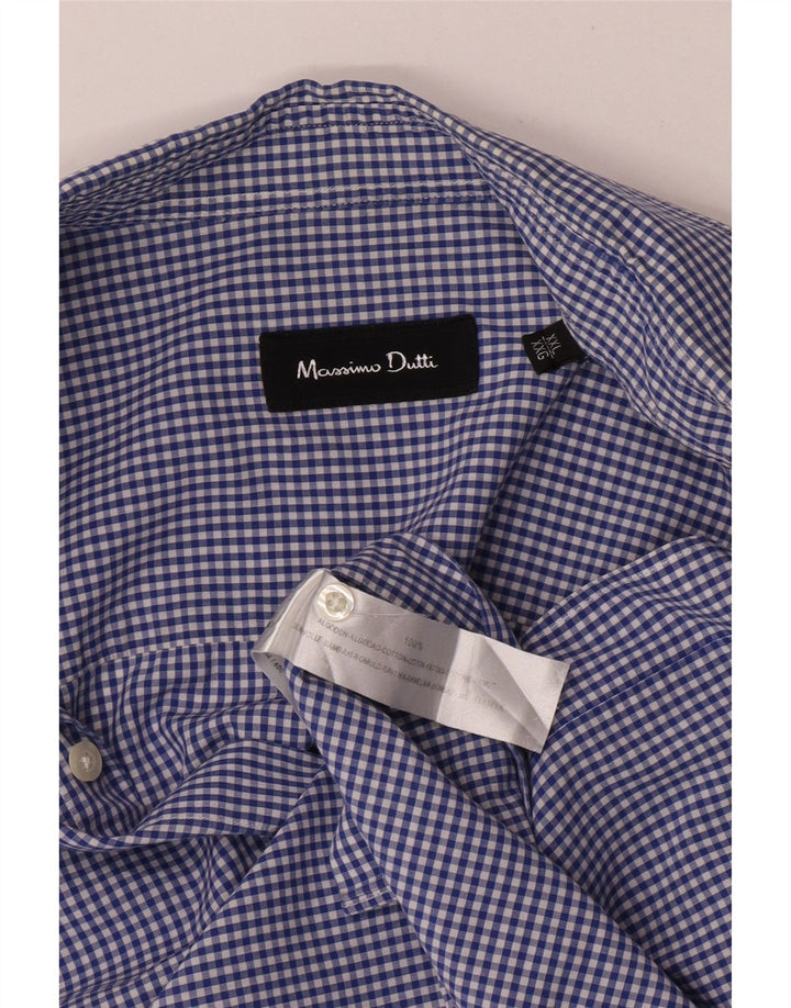 Massimo Dutti Chemise Homme 2XL Bleu Vichy Coton
