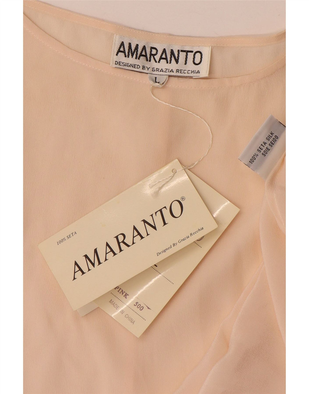 Amaranto Chemisier surdimensionné pour femme UK 16 Grande soie beige