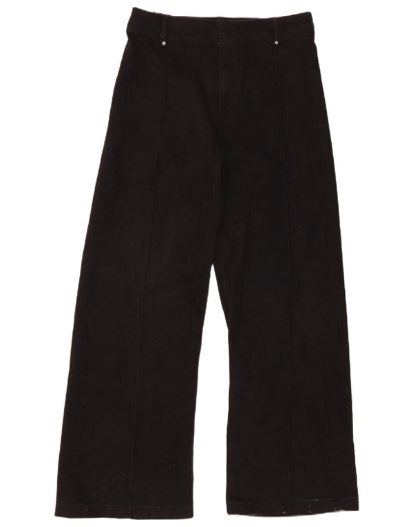 Zara Pantalon décontracté à jambe large pour femme EU 44 XL W34 L30 Coton noir
