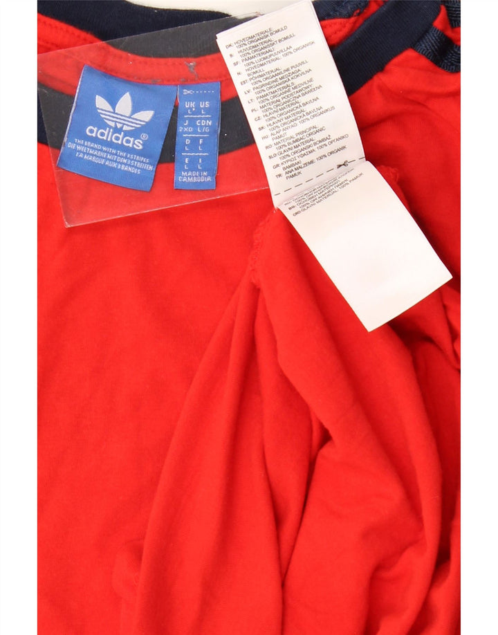 ADIDAS T-Shirt Femme UK 16 Grand Rouge Coton