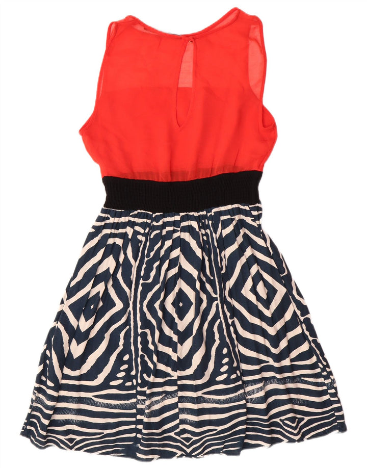 Zara Robe trapèze basique sans manches pour femme UK 12 Rouge moyen géométrique moderne